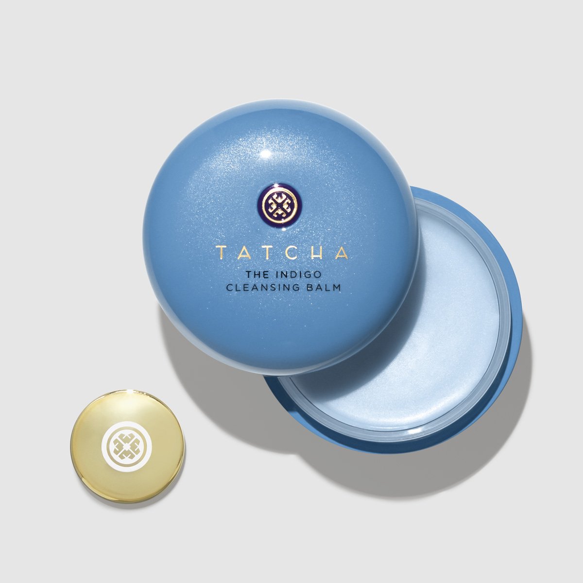 Indigo Cleansing Balm Full Size, with cap off and applicator